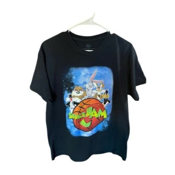 VTG Space Jam Basketball Taz Bugs Bunny Daffy Duck Men’s TShirt Size L Black - Picture 1 of 6